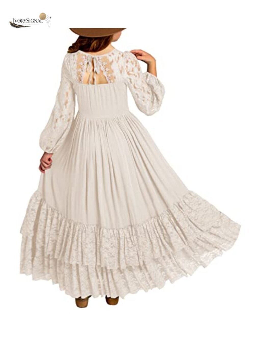 Girls Lace Tulle Maxi Dress Long Sleeve Formal Party Dress 6-12 Years